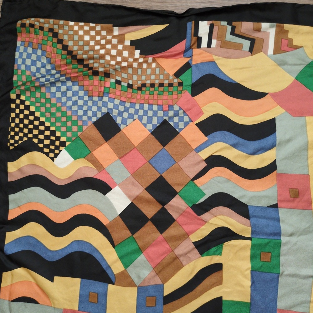 Vtg Liberty of London Silk Scarf Collier Campbell Bauhaus Geometric Abstract - Picture 8 of 9